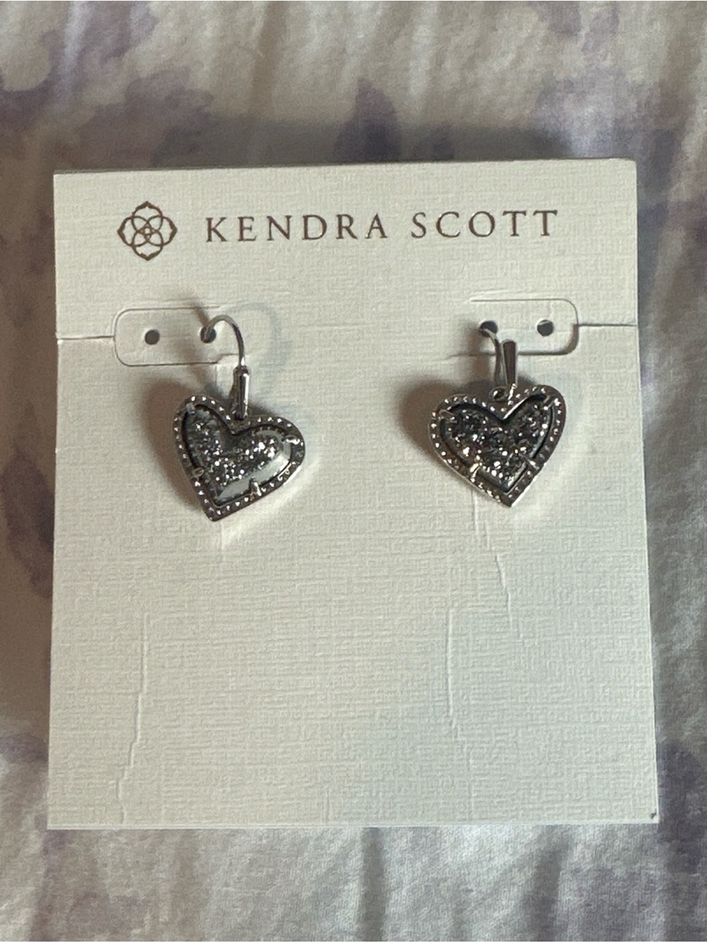 Kendra Scott Silver Sparkle Heart Drop Earrings